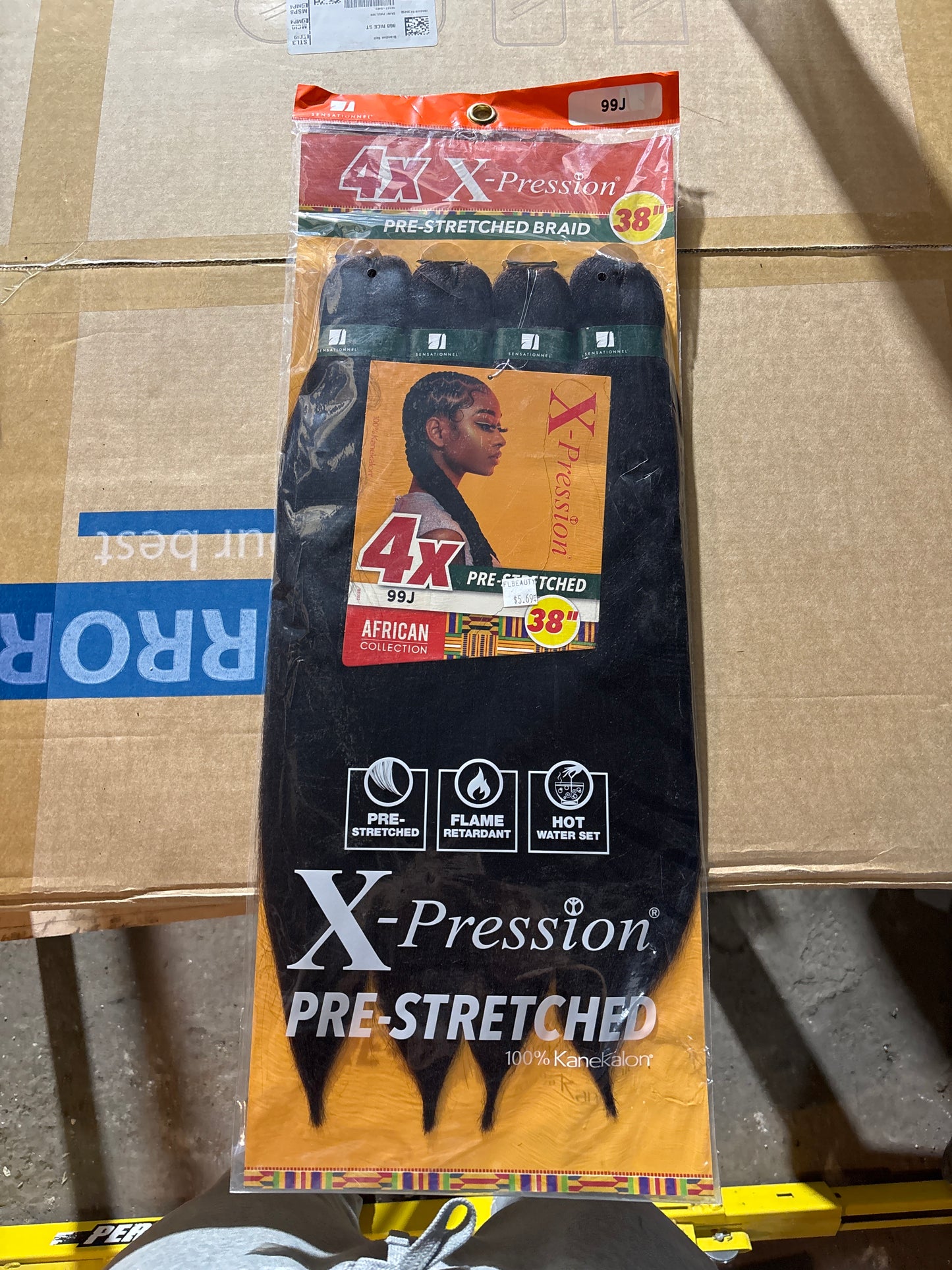 4X X-Pression Pre-stretched braiding hair -color 99J- 38”
