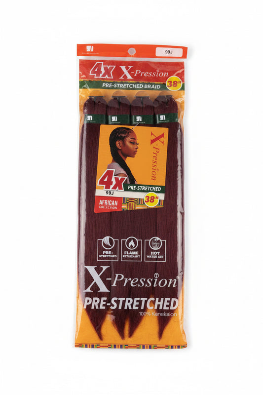 4X X-Pression Pre-stretched braiding hair -color 99J- 38”