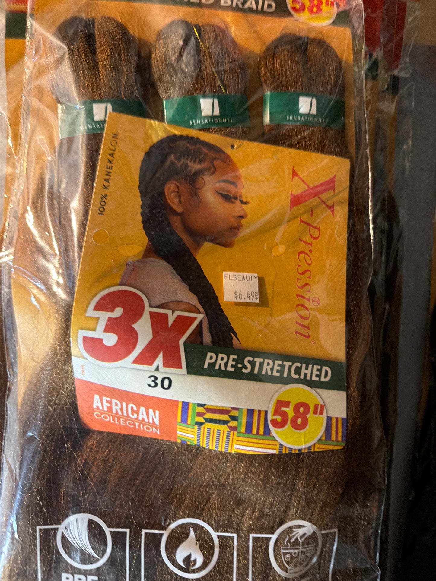 X-Pression African Collection 3X Pre-Stretched Braiding Hair 58” – Color 30
