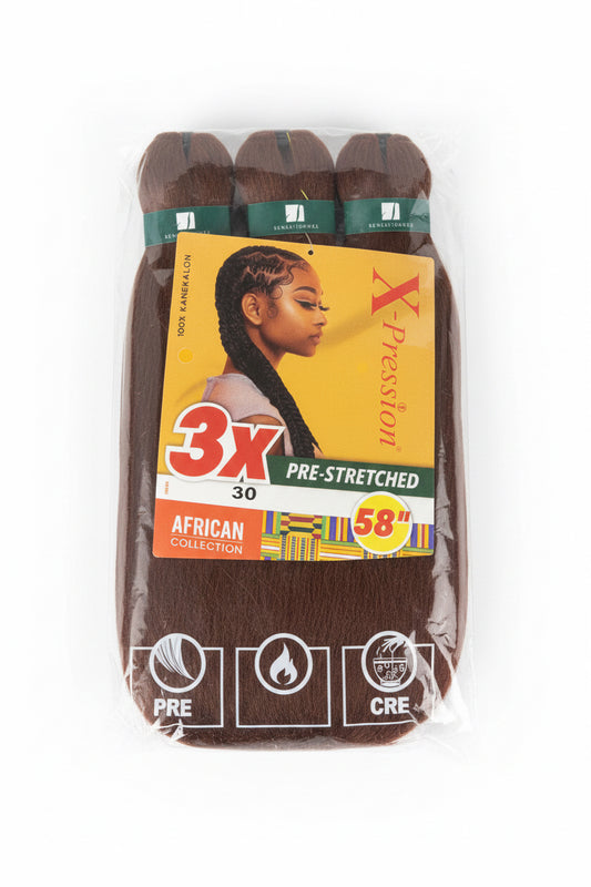 X-Pression African Collection 3X Pre-Stretched Braiding Hair 58” – Color 30