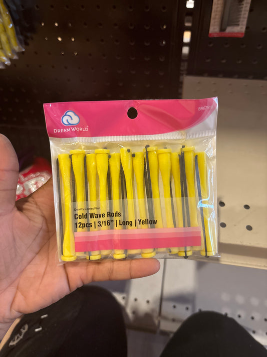 DREAMWORLD- 12pcs, Long, Yellow, 3/16” Cold Wave Rods