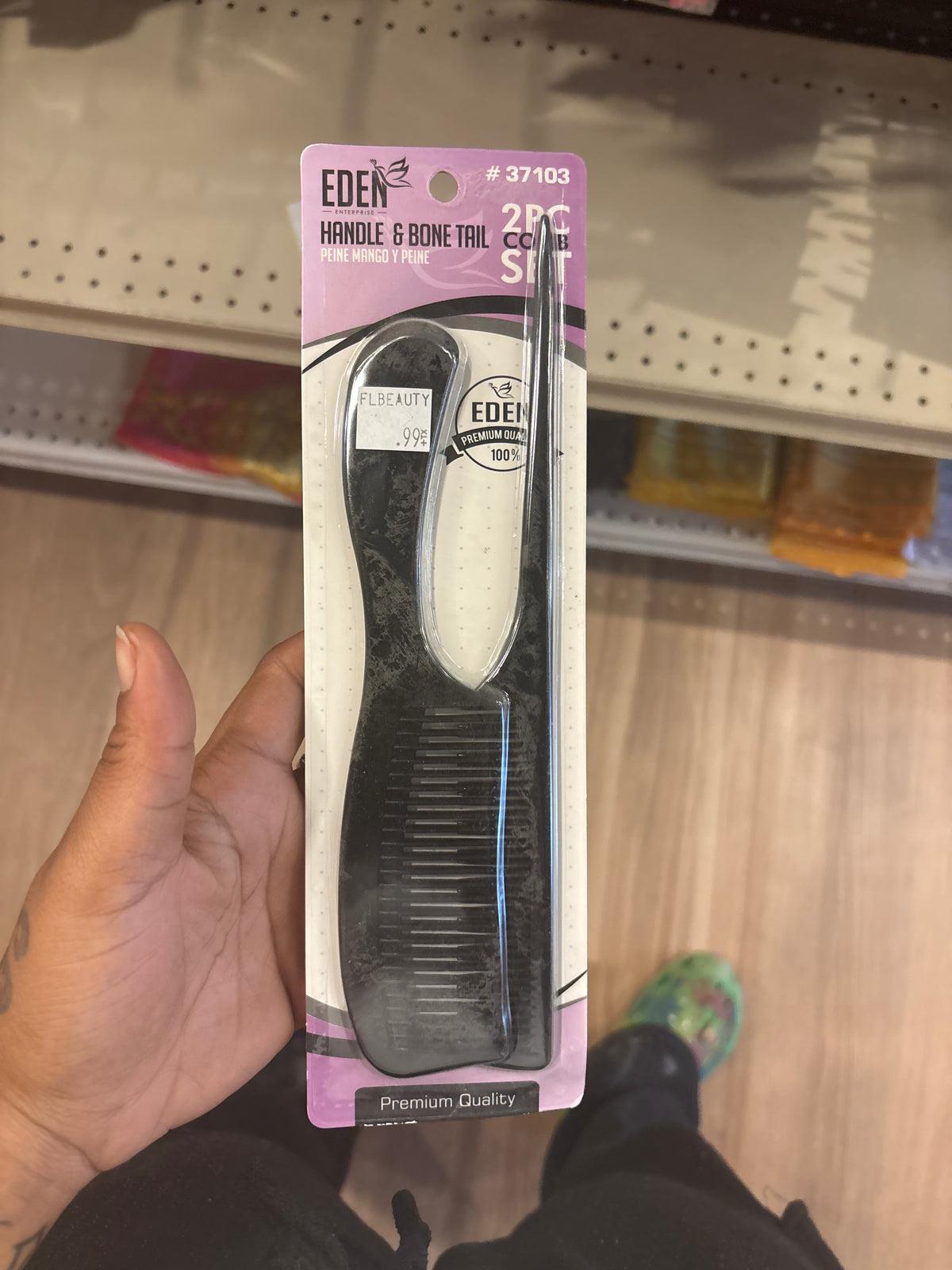 EDEN- 2pc Handle& Bone Tail Comb Set