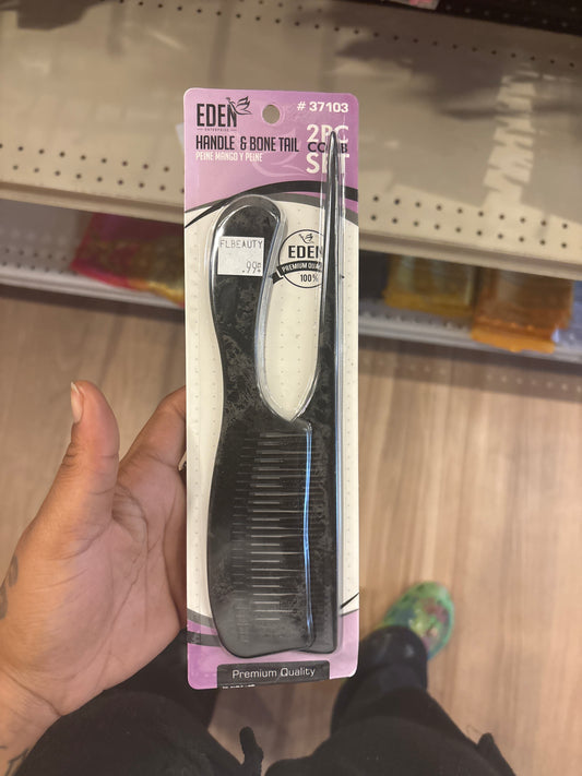 EDEN- 2pc Handle& Bone Tail Comb Set