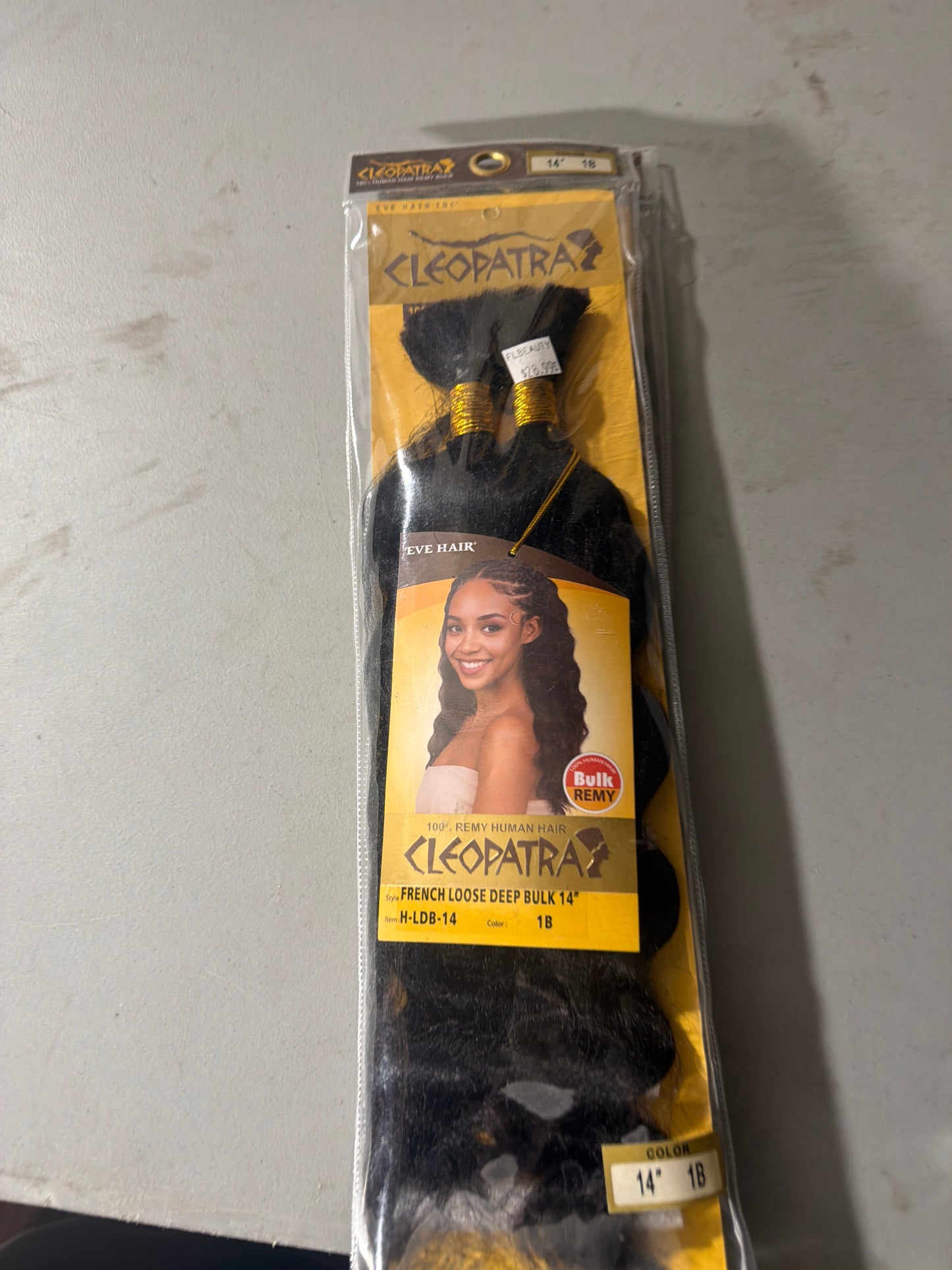 Cleopatra 100% Remy Human Hair French Loose Deep Bulk 14” color 1B