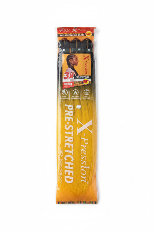 3X X-Pression Pre-stretched braiding hair -ombré color Black/Yellow- 58”