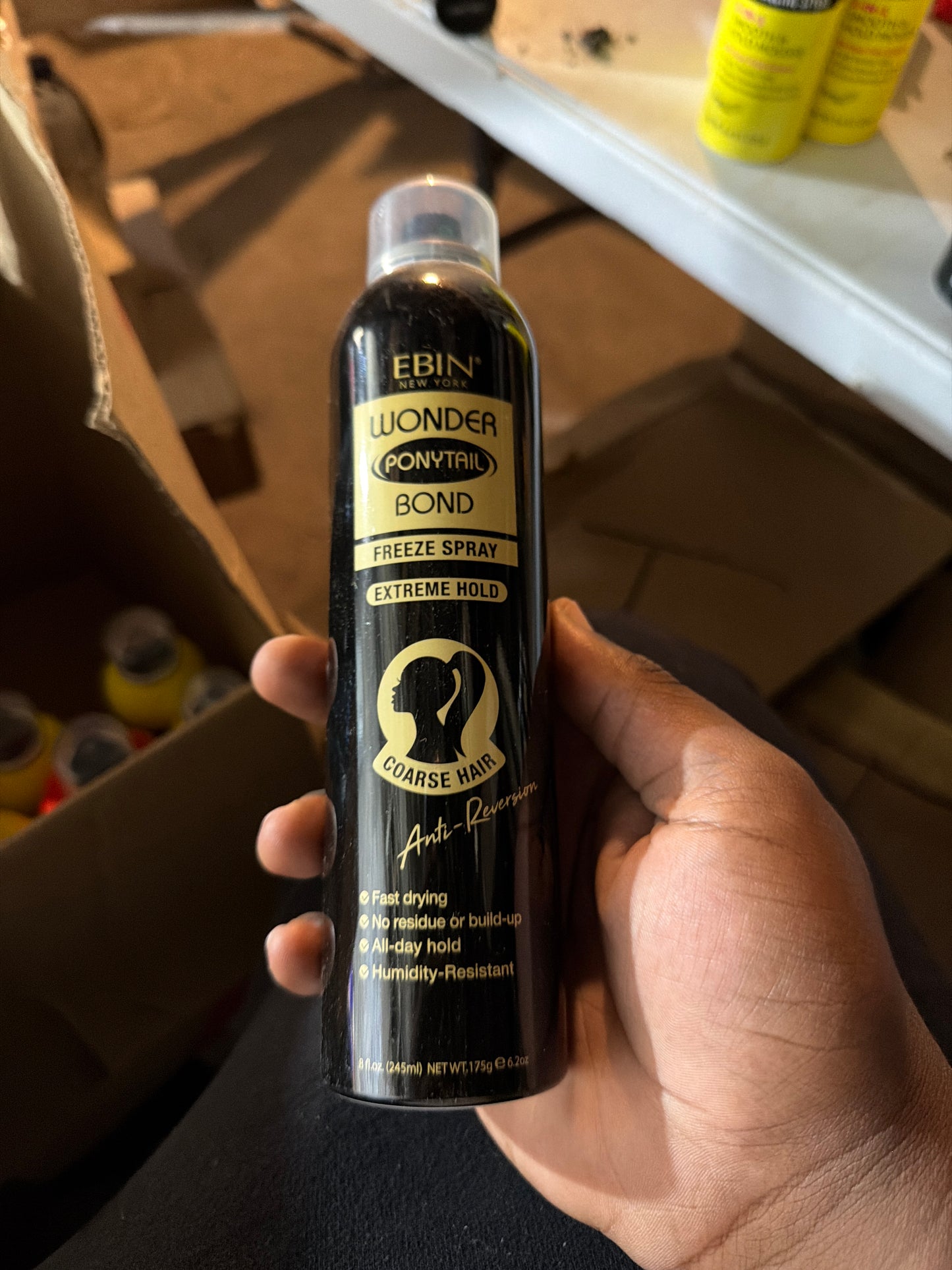 EBIN New York Wonder Ponytail Bond Freeze Spray Extreme Hold – Coarse Hair – 8.5 oz