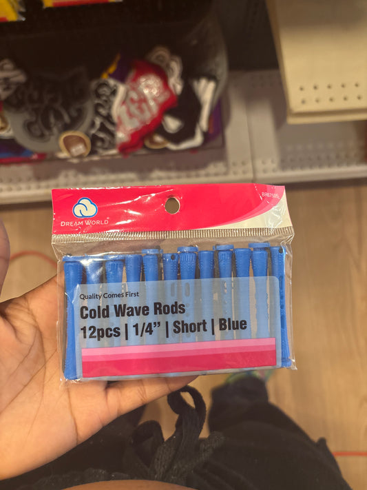 DREAMWORLD- 12pcs, short, Blue, 1/4” Cold Wave Rods