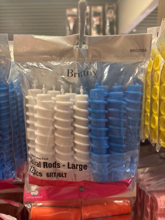 BRITTNY- 12pcs, Large, 6RT/6PT Spiral Rods