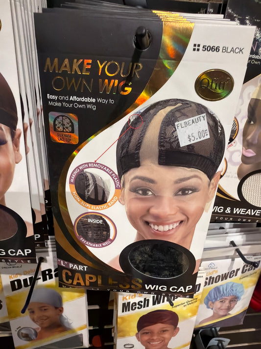 “L” part capless wig cap