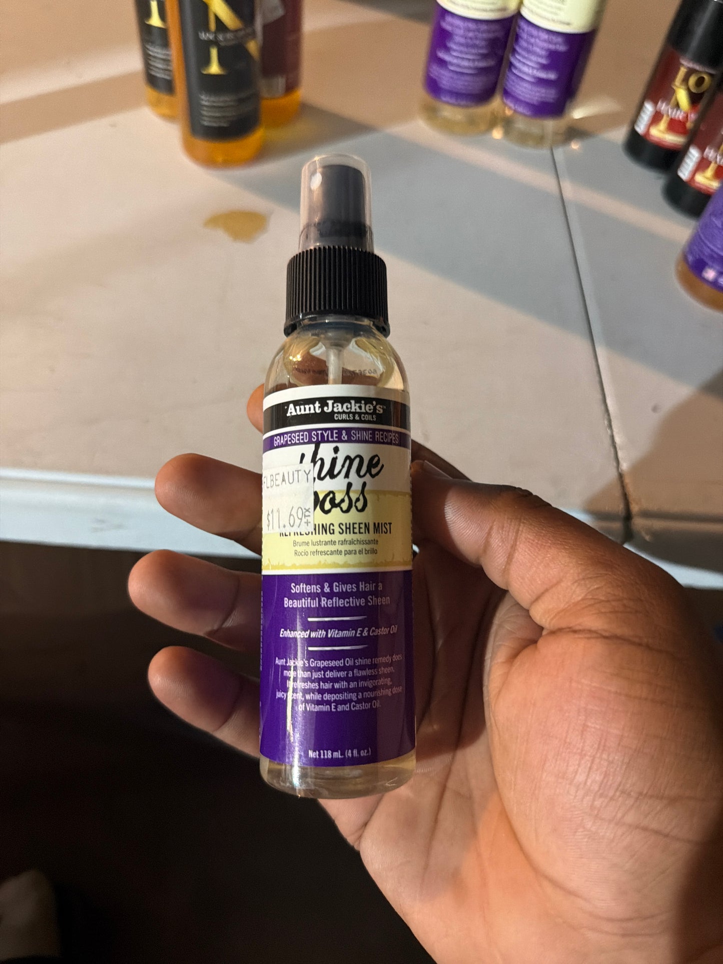 Aunt Jackie’s Grapeseed Style & Shine Recipes Shine Boss Refreshing Sheen Mist – 4 fl oz