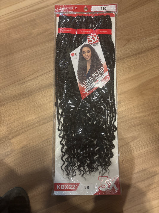 HARLEM 125 Braid Crochet- Kima Boho Box Braid 22”-Color 1B-