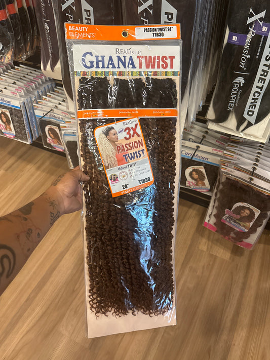 BEAUTY ELEMENTS-Realistic Ghana Twist- 3X Passion Twist 24”-Color T1B/30-