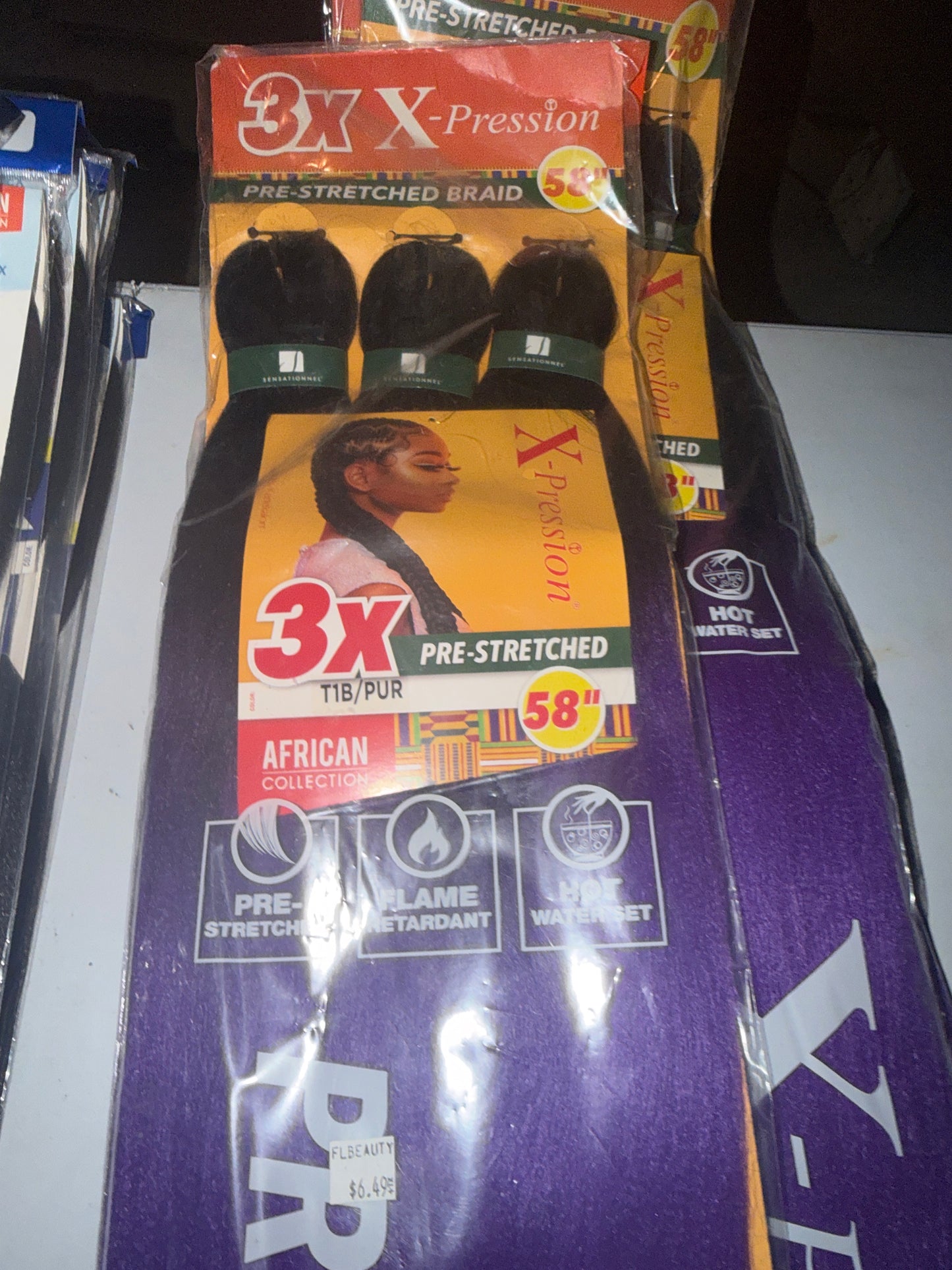X-Pression 3X Pre-Stretched Braiding Hair 58” – T1B/Purple