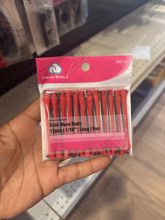 DREAMWORLD- 12pcs, Long, Red, 1/10” Cold Wave Rods