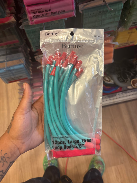 BRITTNY- 12pcs, Large, Green 5/8” Loop Rods