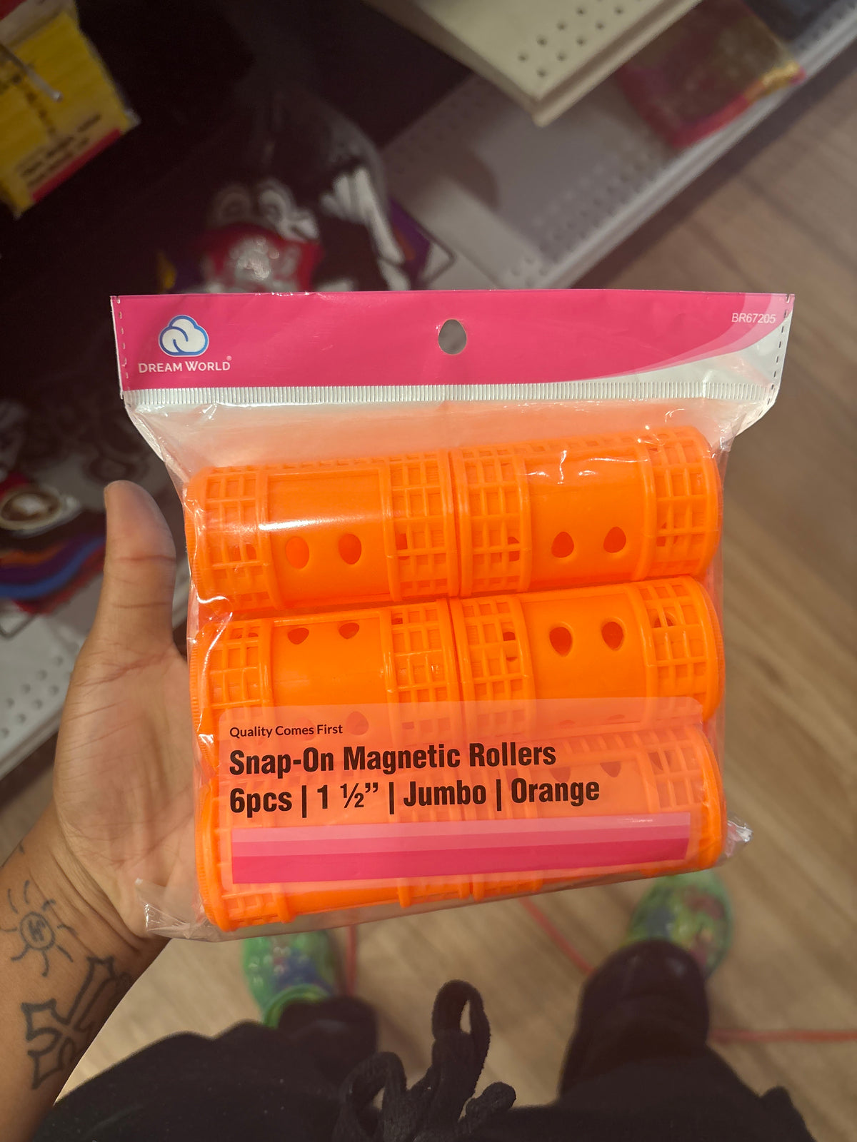 DREAMWORLD- 6pcs, Jumbo, Orange 1 1/2” Snap-on Magnetic Rollers