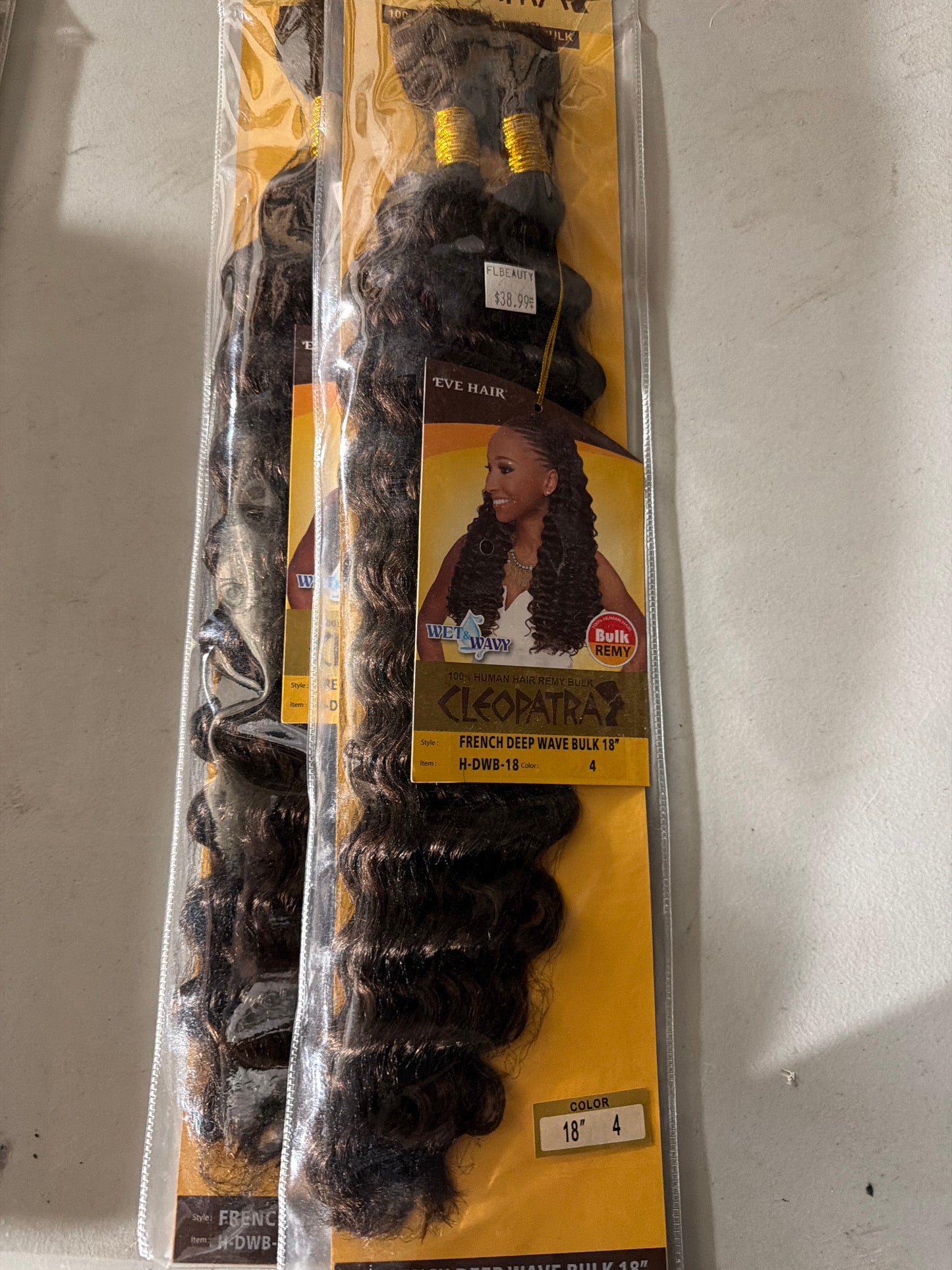 Cleopatra 100% Human Hair Remy Bulk 18” color 4