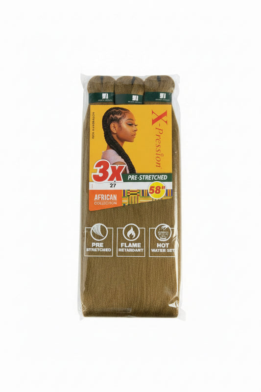 X-Pression African Collection 3X Pre-Stretched Braiding Hair 58” – Color 27