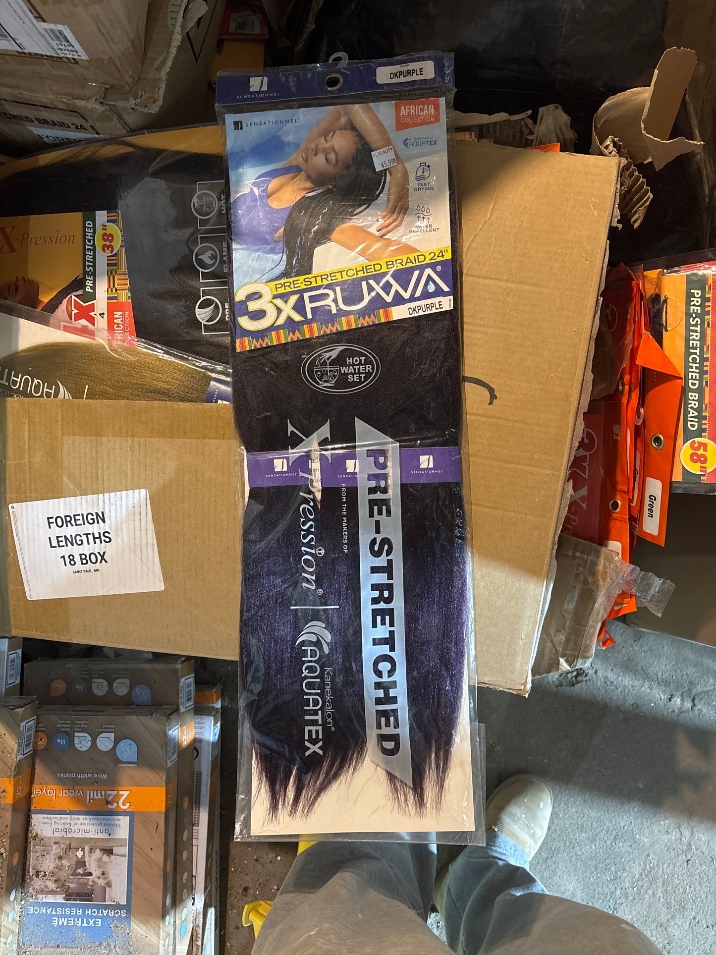 3X RUWA Pre-Stretched Braiding hair 24”-Color DKPURPLE-