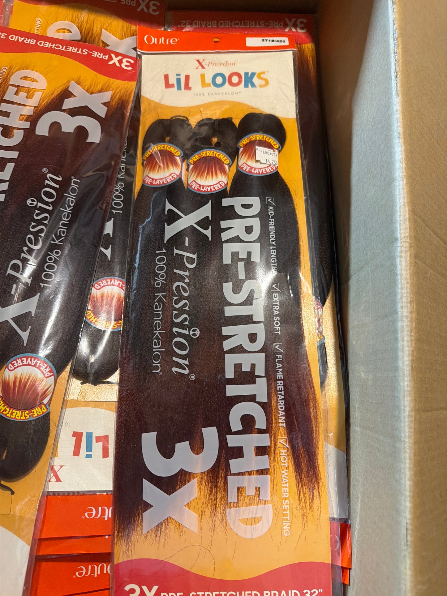 X-Pression Lil Looks 3X Pre-Stretched Braiding Hair – Color 2T1B/425