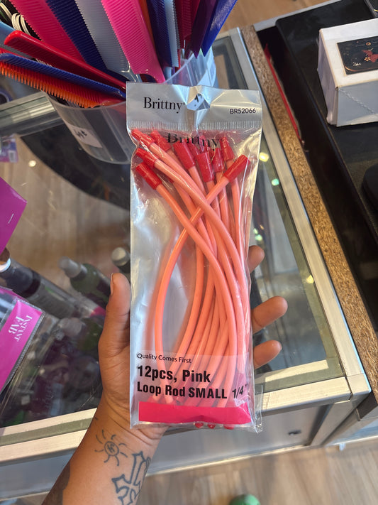 BRITTNY- 12pcs, Small, Pink 1/4” Loop Rods