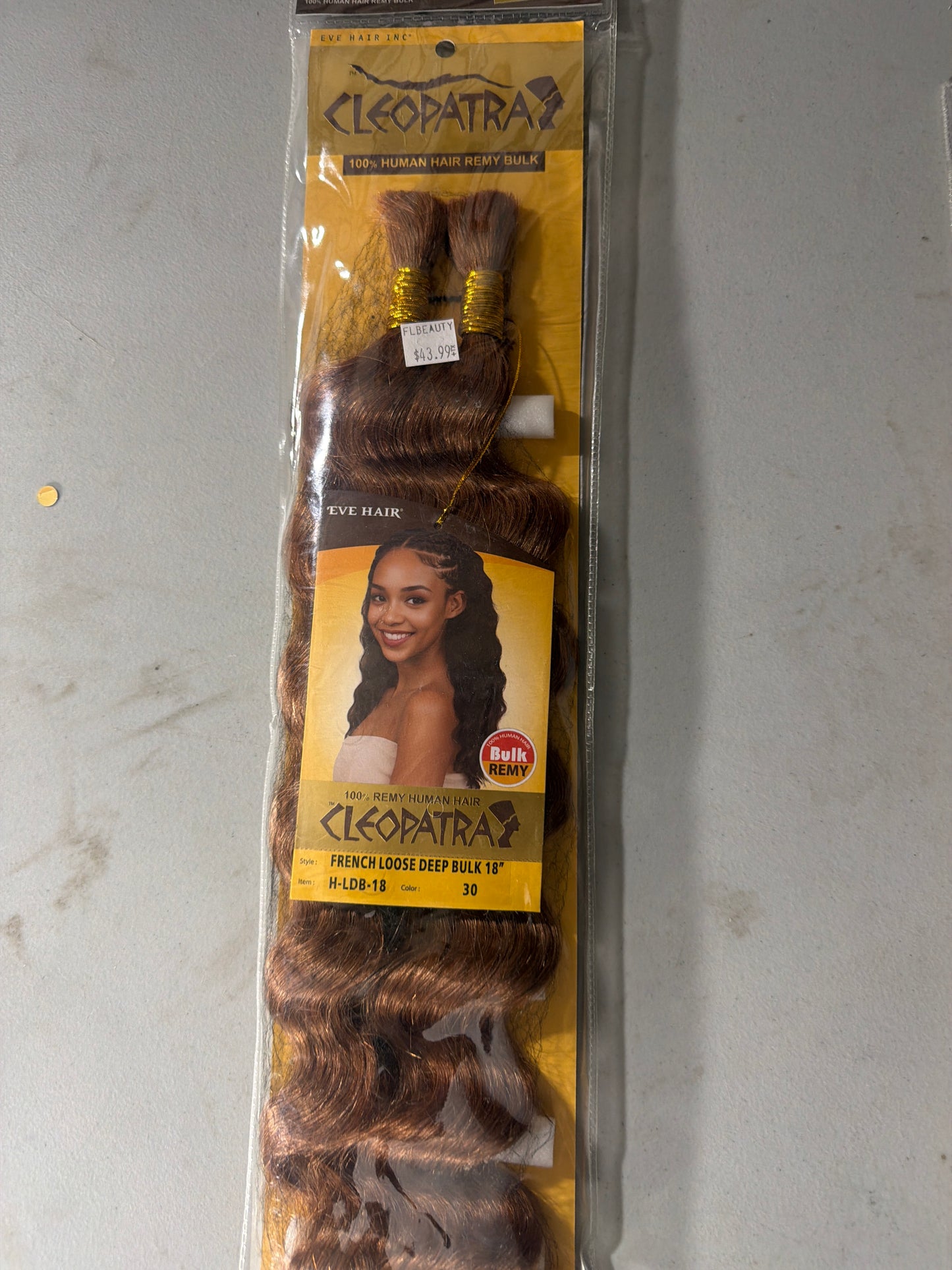 Cleopatra 100% Remy Human Hair French Loose Deep Bulk 18” color 30