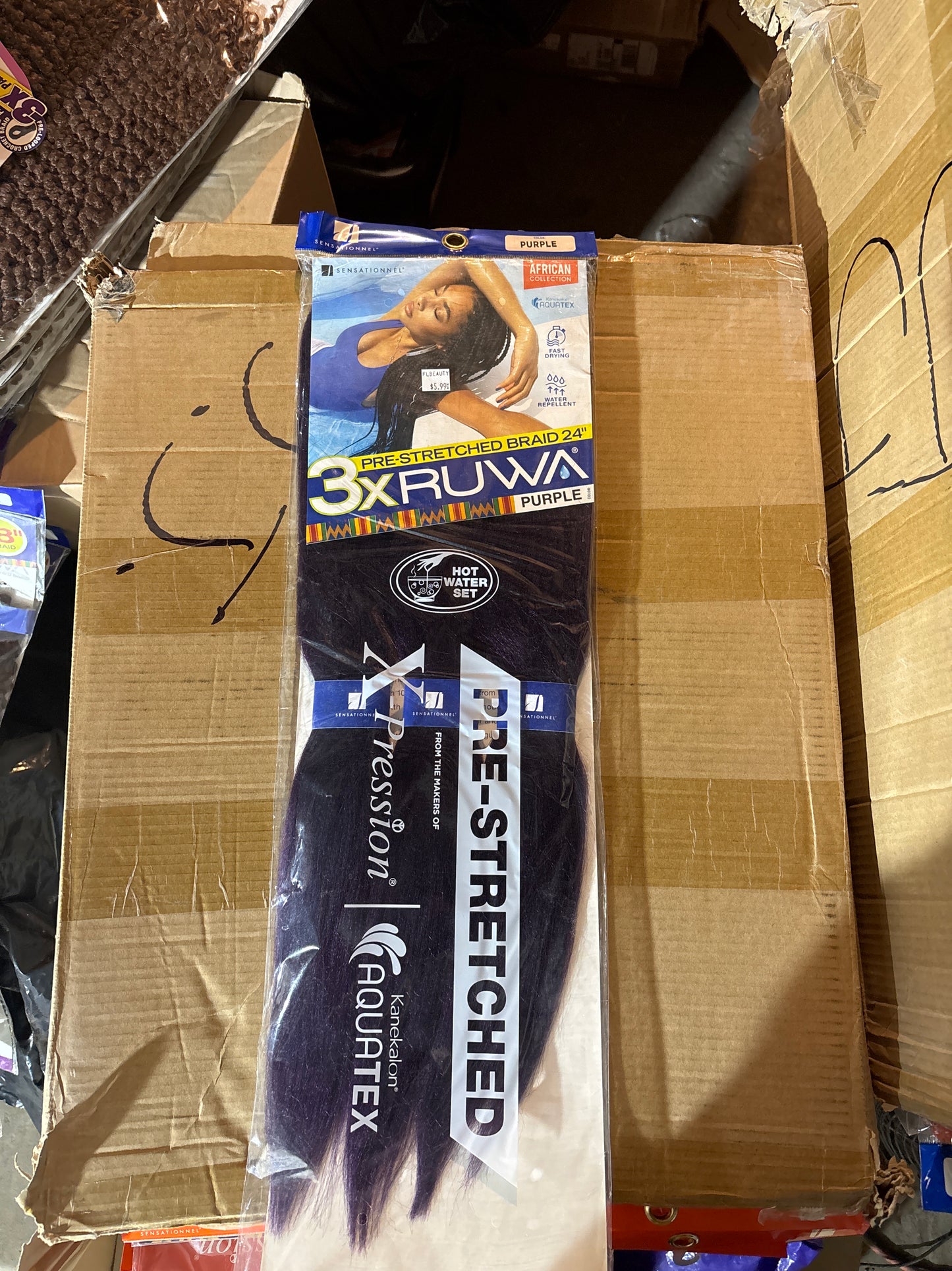 3X RUWA Pre-Stretched Braiding hair 24”-Color PURPLE-