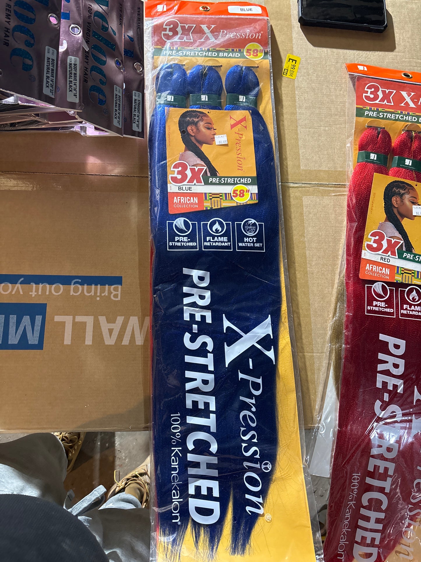 X-Pression Braiding hair Pre-stretched -blue-58”