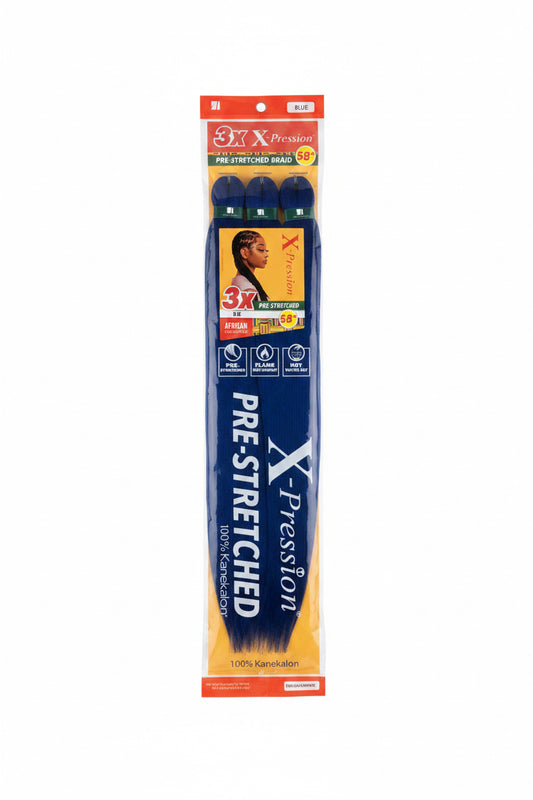 X-Pression Braiding hair Pre-stretched -blue-58”