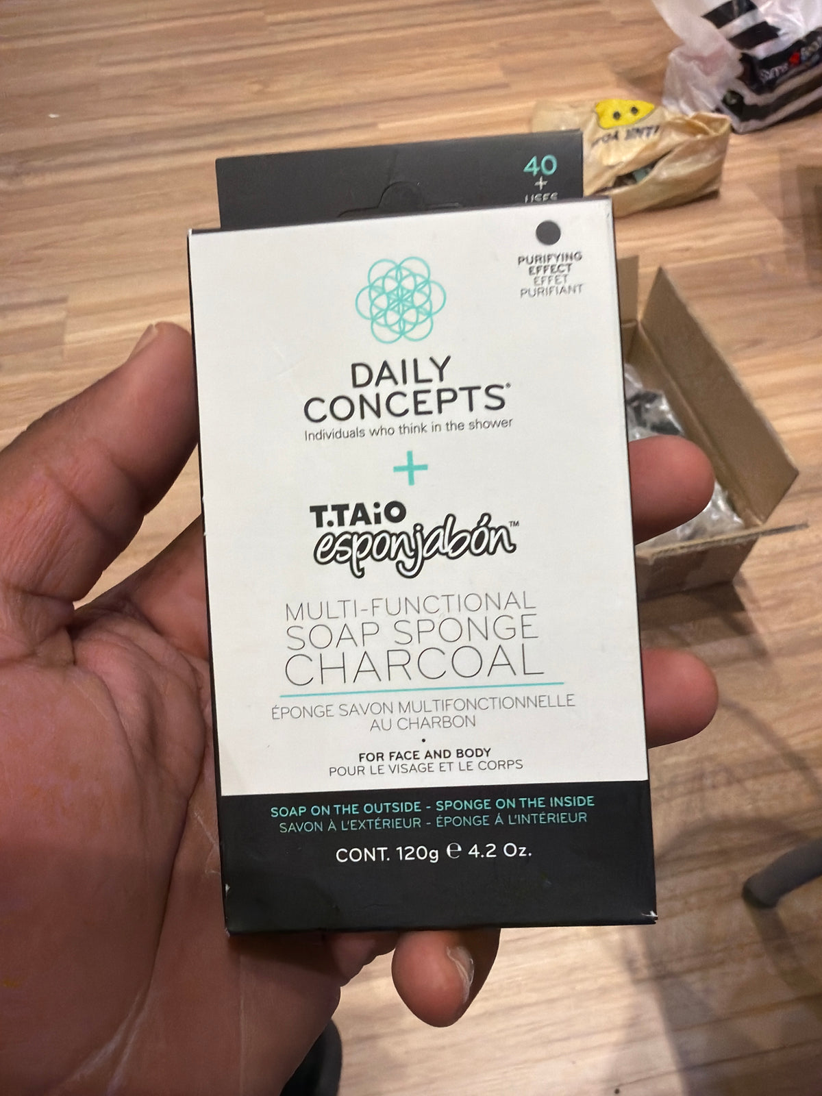 Daily concept soap sponge charcoal