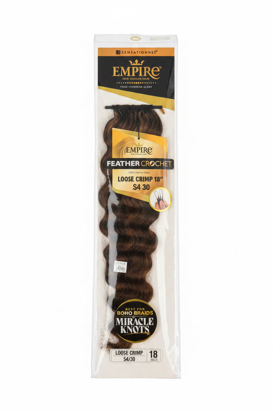 Empire feather crochet loose crimp 18” color S4/30