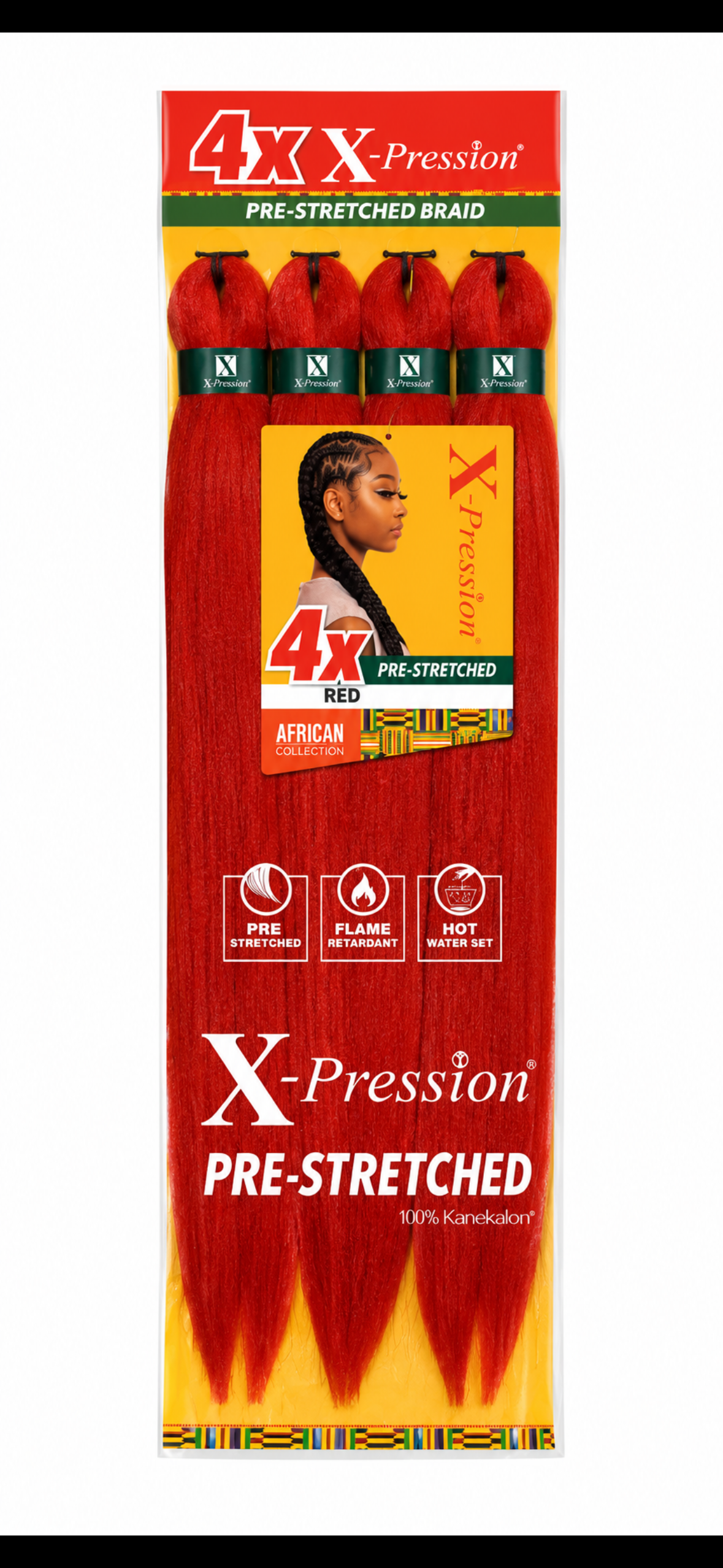 X-Pression 4X Pre-Stretched Braiding Hair 38” – Red – 100% Kanekalon