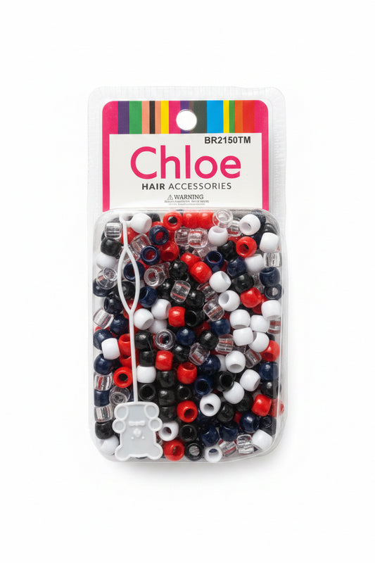 Chloe Black/white/red/blue/clear hair beads
