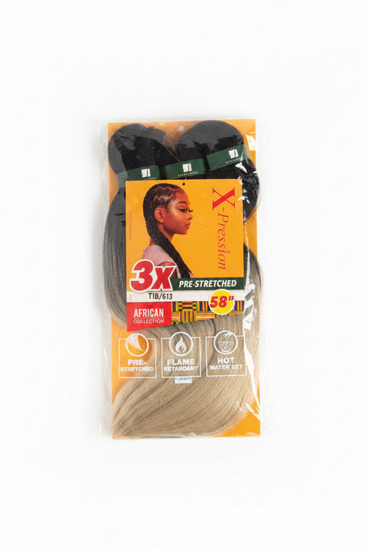 X-Pression African Collection 3X Pre-Stretched Braiding Hair 58” – Color T1B/613