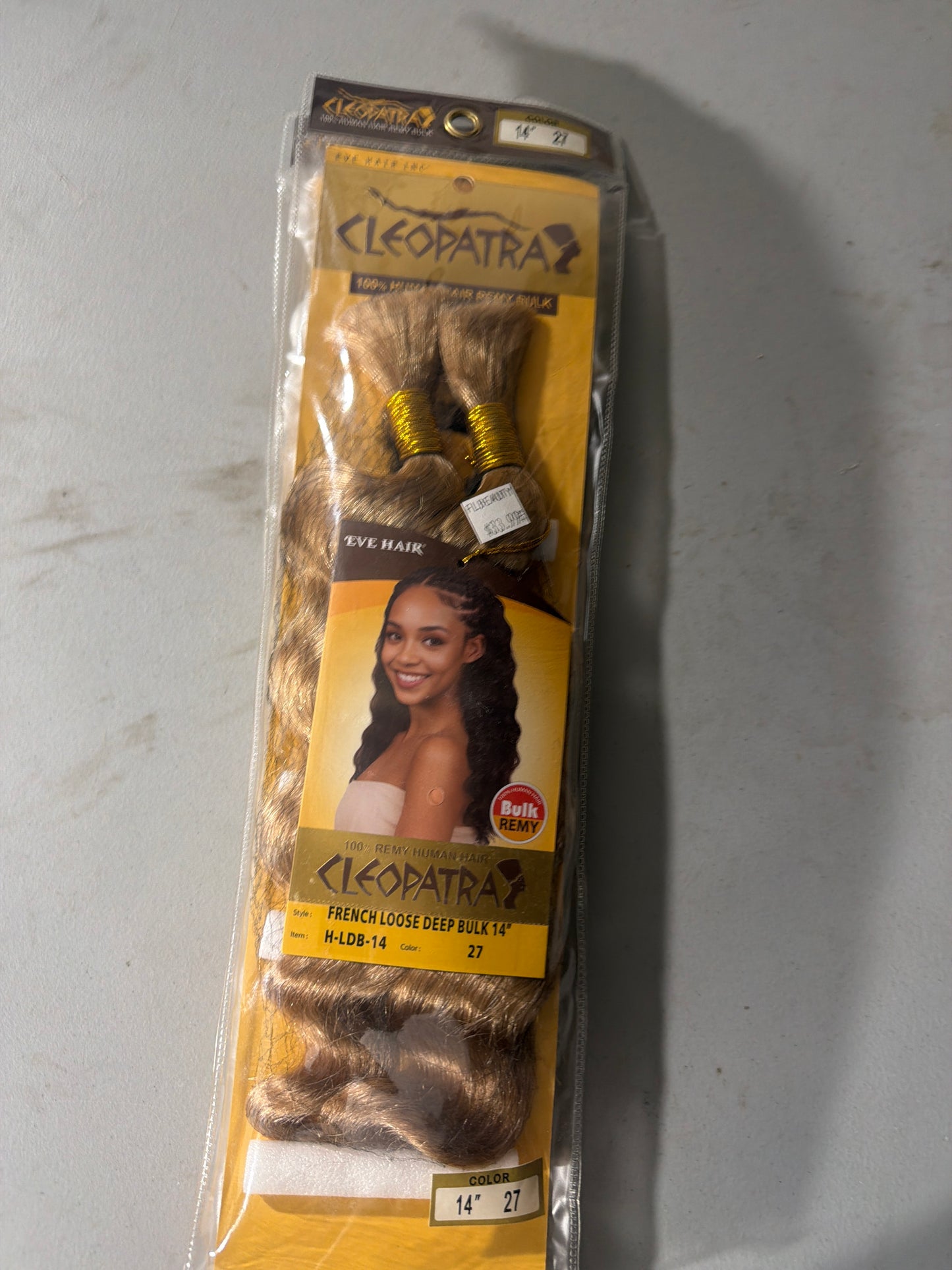 Cleopatra 100% Remy Human Hair French Loose Deep Bulk 14” color 27