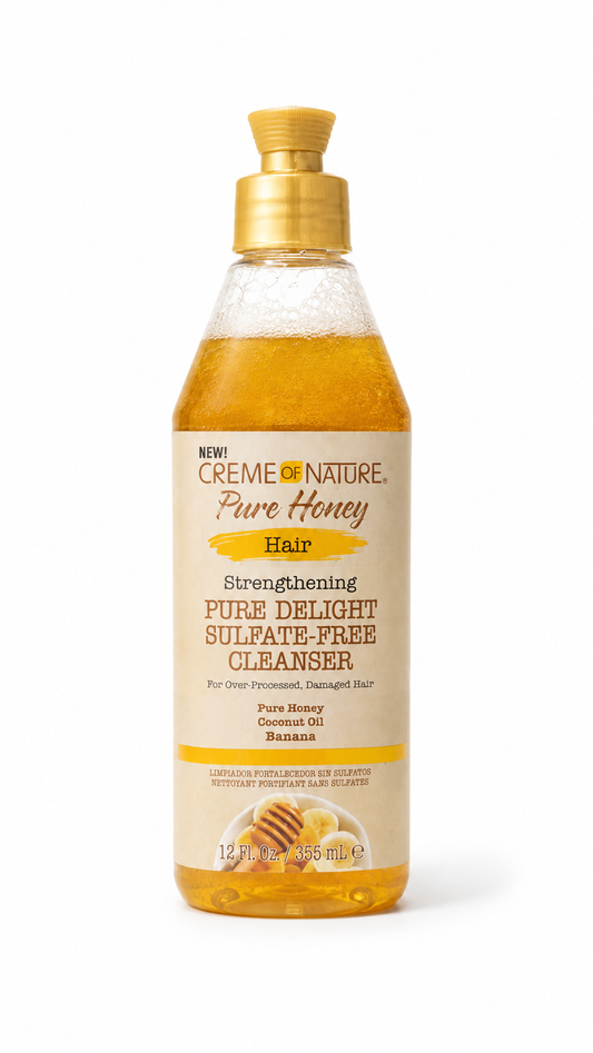 CRÈME OF NATURE- Pure Honey hair Food Strengthening Pure DelightSulfate-Free Cleanser 12Fl.oz