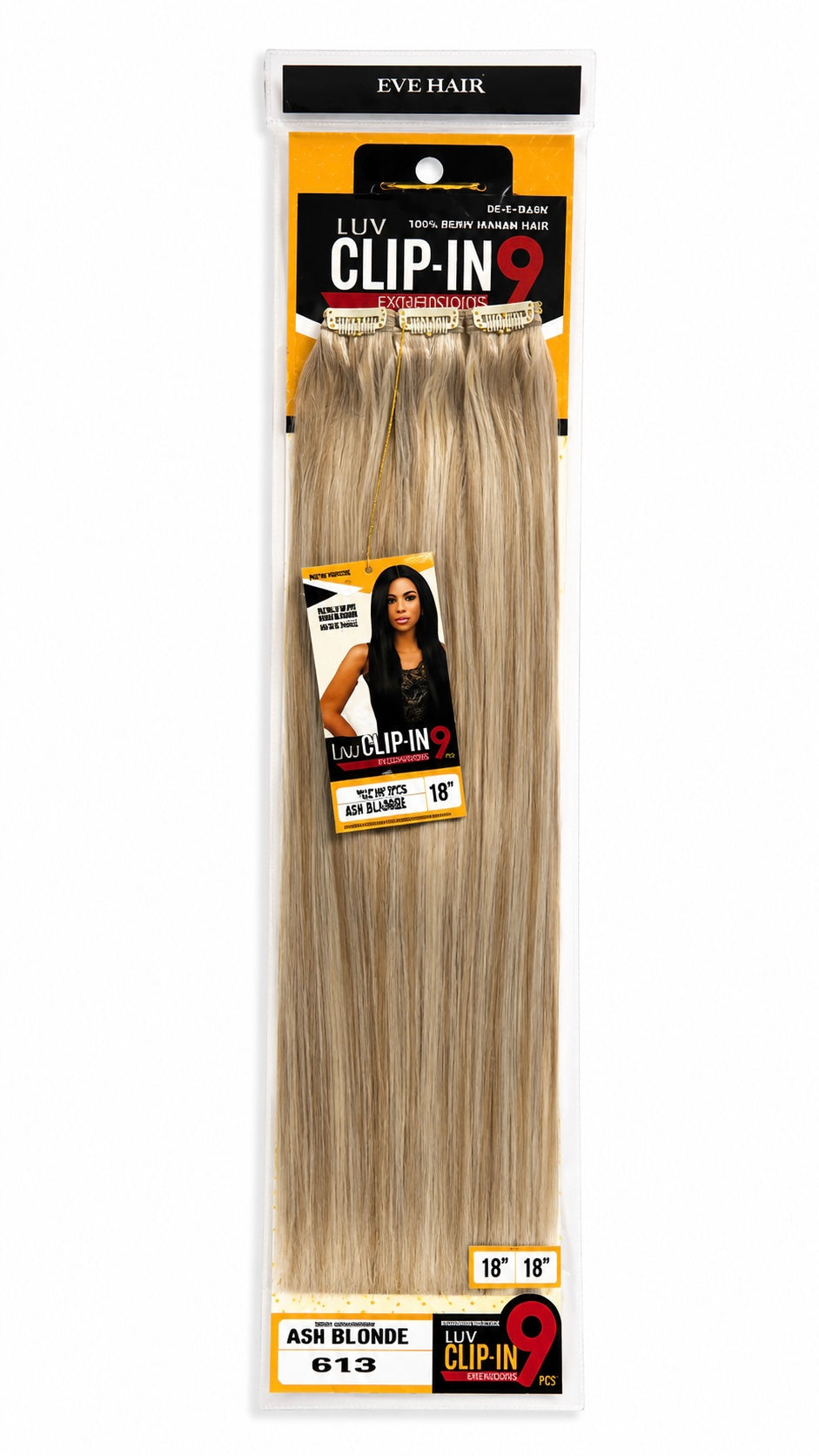 LUV CLIP-IN 9pcs 18” ash blond