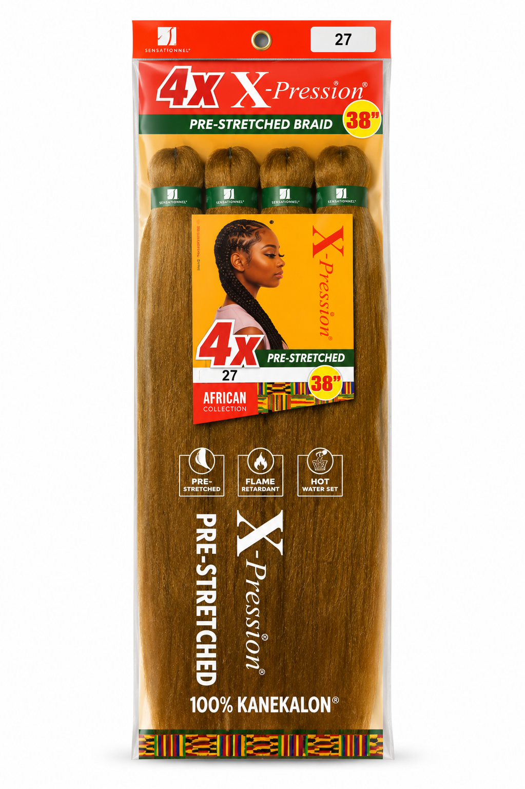 Sensationnel X-Pression 4X Pre-Stretched Braiding Hair 38" – Color 27