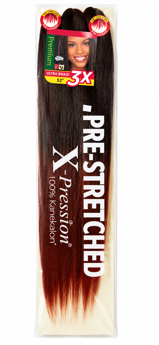 X-Pression Pre-Stretched Braiding Hair 52" 3X – 100% Kanekalon – Color T1B/30
