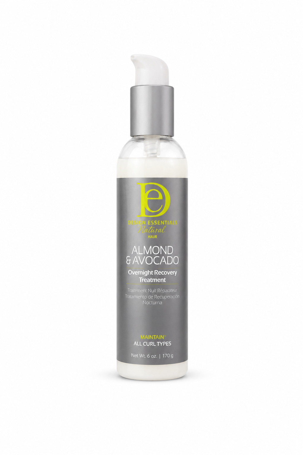 DESIGN ESSENTIALS Natural Hair- ALMOND & AVOCADO overnight recovery treatment 6oz.