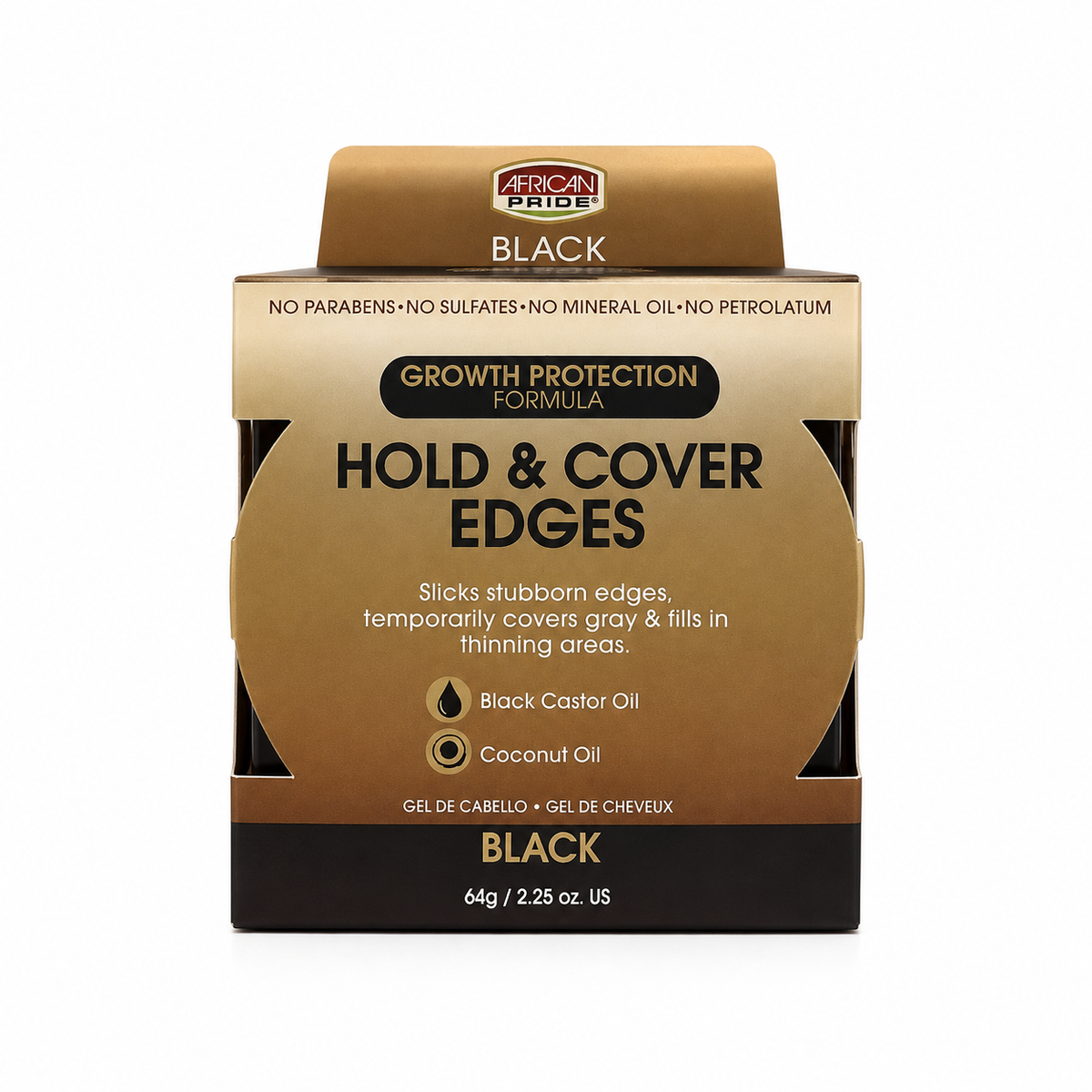 African Pride Black Castor Miracle Hold & Cover Edges – Black – 2.25 oz